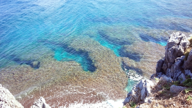 辺戸岬の透き通る綺麗な海